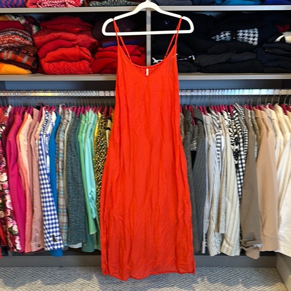 Unbranded red adjustable strap v neck midi dress size XS - Picture 1 of 3